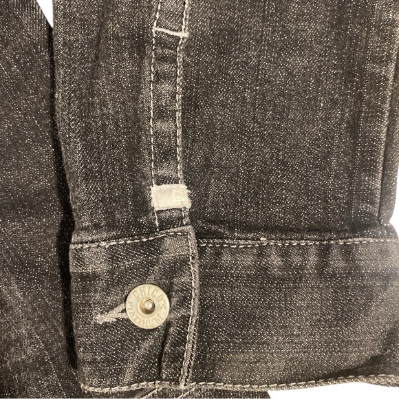 Chicos Platinum Jacket Women’s 1 (Medium) Black Denim Pockets Stretch Classic - Picture 9 of 13